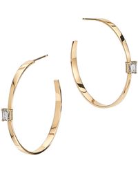 Lana Jewelry - Solo Emerald Cut Diamond Tapered Hoop Earrings - Lyst
