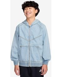Nike - Kids' Sportswear Denim Hooded Zip-Up Jacket - Lyst
