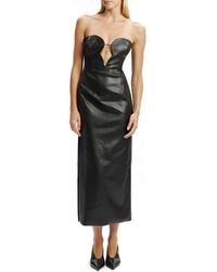 Bardot - Eleni Strapless Plunge Neck Faux Leather Midi Dress - Lyst