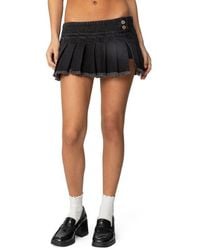 Edikted - Gabriela Pleated Denim Miniskort - Lyst