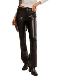 Free People - Level Up Faux Leather Slit Bootcut Jeans - Lyst