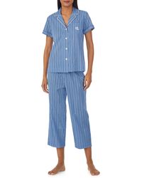 Lauren by Ralph Lauren - Knit Crop Cotton Blend Pajamas - Lyst
