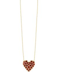 Bony Levy - 14k Gold Garnet Heart Pendant Necklace - Lyst