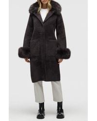 NVLT - Faux Fur Trim Longline Sweater Coat - Lyst