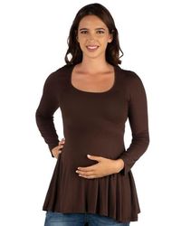 24seven Comfort Apparel - Maternity Long Sleeve Swing Style Flared Tunic Top - Lyst