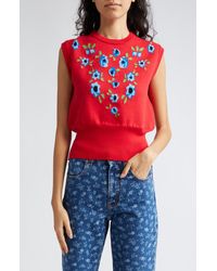 Molly Goddard - Rosie Floral Jacquard Cotton Sweater Vest - Lyst