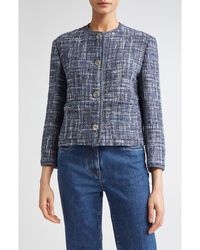 Etro - Abstract Check Crop Bouclé Jacket - Lyst