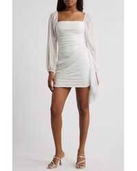 Jump Apparel - Metallic Drape Front Long Sleeve Minidress - Lyst