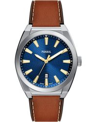 Fossil - Everett Chronograph Leather Strap Watch, 44Mm - Lyst