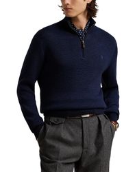 Polo Ralph Lauren - Textured Wool Quarter Zip Sweater - Lyst