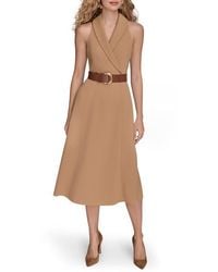Donna Karan - Sleeveless Belted A-Line Dress - Lyst