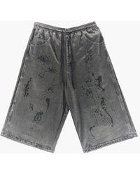 The Celect - Jumbo Printed Denim Short - Lyst