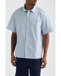 Brooklyn Industries - Stripe Short Sleeve Cotton Button-Up Shirt - Lyst