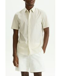 Theory - Irving Gingham Short Sleeve Stretch Cotton Button-up Shirt - Lyst