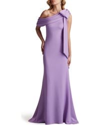 Tadashi Shoji - One-Shoulder Crepe Column Gown - Lyst