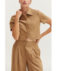 Crescent - Short Sleeve Cropped Blazer Top - Lyst