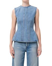 Agolde - Corbin Denim Peplum Top - Lyst
