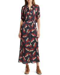 The Great - The Raven Floral Short Sleeve Satin Shirtdress - Lyst
