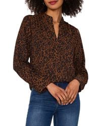 Vince Camuto - Leopard Print V-Neck Top - Lyst