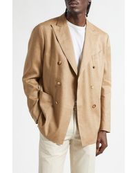 Boglioli - K-Jacket Double Breasted Tan Linen & Wool Sport Coat - Lyst