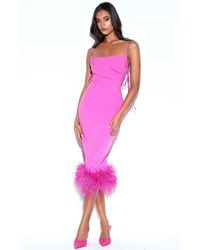 Miss Circle - Fiona Feather Trim Bottom Maxi Dress - Lyst