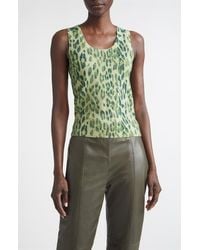 St. John - Fine Gauge Leopard Print Wool Blend Sweater Vest - Lyst