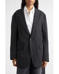 R13 - Ragged Pinstripe Oversize Linen & Virgin Wool Blazer - Lyst