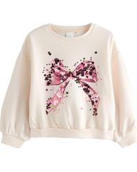 Next - Kids' Sequin Embellished Bow Graphic Sweatshirt - Lyst