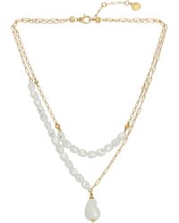 AllSaints - Imitation Pearl Pendant Layered Necklace - Lyst
