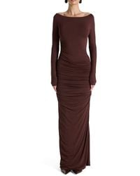 Naked Wardrobe - Off The Shoulder Long Sleeve Body-Con Maxi Dress - Lyst