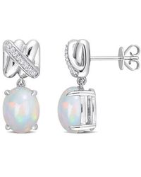 Julianna B - Gemstone & Diamond Oval Drop Earrings 14K - Lyst