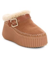 Chloé - Nama Genuine Shearling Lined Wedge Mule - Lyst
