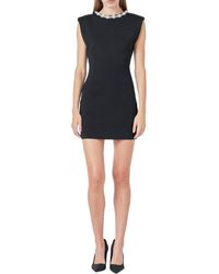 Endless Rose - Embellished Padded Shoulder Minidress - Lyst