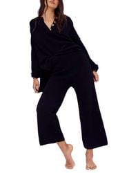 Free People - Free-Est Hailee Waffle Stitch Long Sleeve Top & Wide Leg Pants Knit Set - Lyst