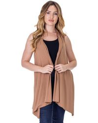 24seven Comfort Apparel - Draped Open Front Sleeveless Cardigan Vest - Lyst