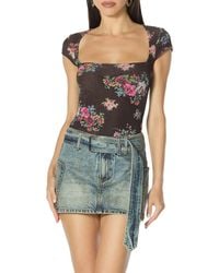 AFRM - Square Neck Cap Sleeve Top - Lyst