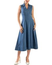 FREEMARKET - Sleeveless Washed Denim Midi Dress - Lyst