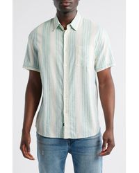 Rails - Carson Stripe Short Sleeve Stretch Linen Blend Button-Up Shirt - Lyst