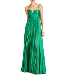 ML Monique Lhuillier - Helena Pleated Satin Gown - Lyst
