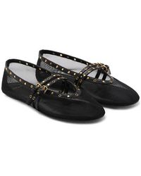 Mango - Studded Buckle Strap Mesh Ballet Flat - Lyst