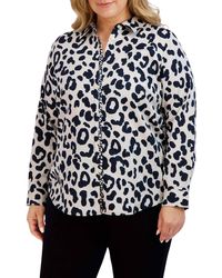 Foxcroft - Charlie Leopard Print Cotton Button-up Shirt - Lyst