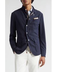 Eleventy - Stand Collar Wool Blend Jacket - Lyst