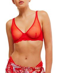 Free People - Mid Week Dotted Mesh Underwire Bra - Lyst
