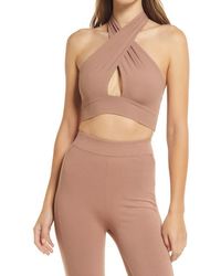 Naked Wardrobe - Crossover Halter Crop Top - Lyst