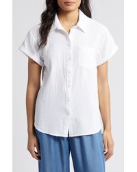 Caslon - Caslon(r) Cotton Gauze Camp Shirt - Lyst