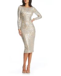 Dress the Population - Emery Sequin Stripe Long Sleeve Cocktail Dress - Lyst