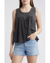Lucky Brand - Embroidered Yoke Tank Top - Lyst