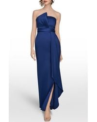 Donna Karan - Asymmetric Strapless Satin Gown - Lyst