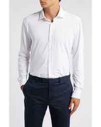 BOSS - Roan Solid Stretch Cotton Button-Up Shirt - Lyst