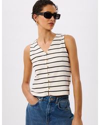 Whistles - Stripe Button Front Tank - Lyst